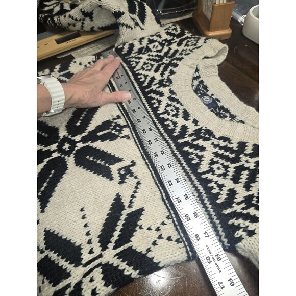 American Eagle Sweater Women's M Nordic Fair Isle Gray Ivory Black Classic - Picture 6 of 11